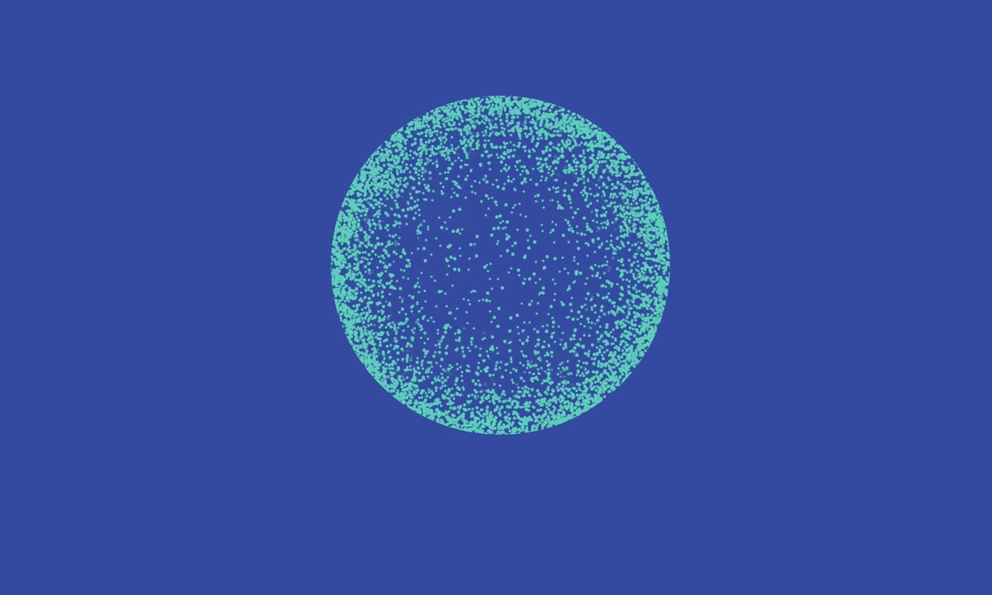 Imagen estática del factor WOW - Esfera cyan de puntos